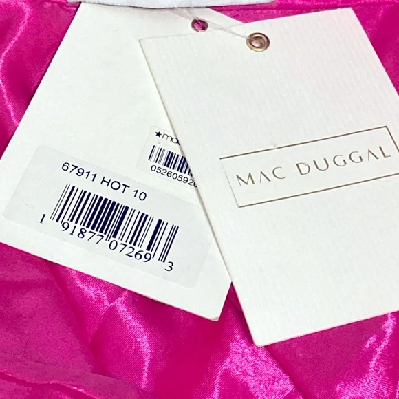 NWT Mac Duggal 67911 Hot Pink Ruffle Tied Cut-Out Chiffon Gown - Sz 10 - Picture 8 of 10